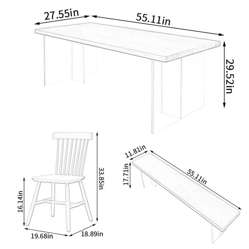 4 - Piece Solid Wood Top Double Pedestal Dining Set - Ouch Cart 