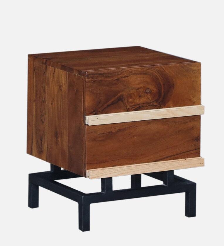 Solid Wood Bedside Table In Ginger Bronze Finish - Ouch Cart 