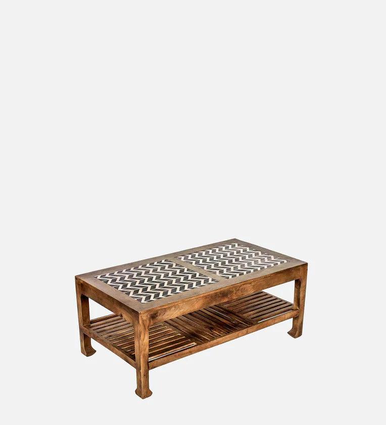 Maple Large Coffee Table In Teak & Paintco Walnut Finish - Ouch Cart 