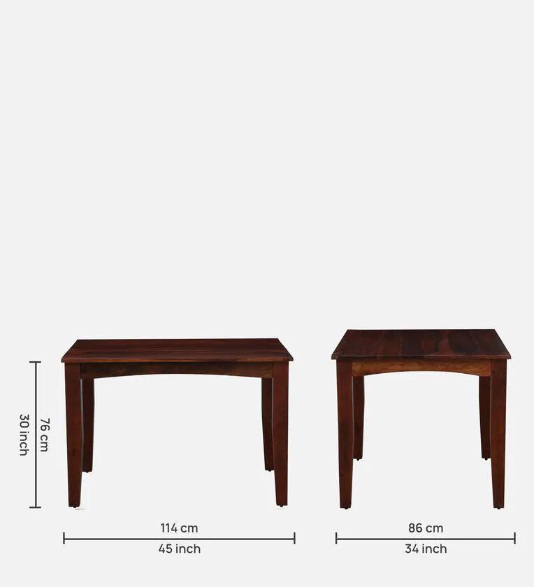Sheesham Wood 4 Seater Dining Set in Scratch Resistant Honey Oak Finish - Ouch Cart 