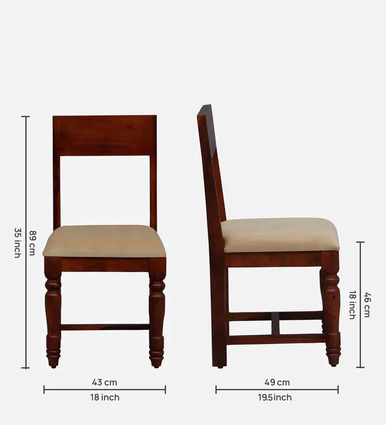 Sheesham Wood 4 Seater Dining Set In Scratch Resistant Honey Oak Finish With Brass Cladding - Ouch Cart 