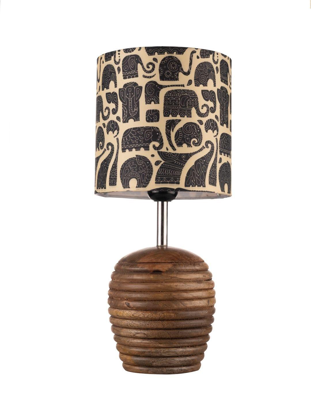 Stripped Brown Lamp with Black Elephant multicolor shade - Ouch Cart 