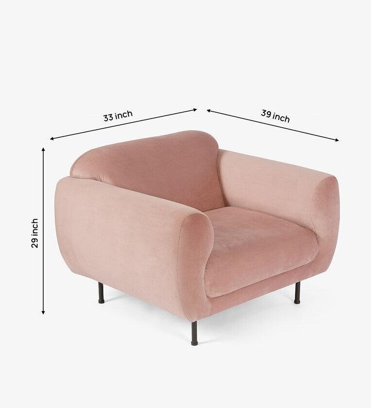 Fabric 1 Seater Sofa In Plush Pink Colour - Ouch Cart 