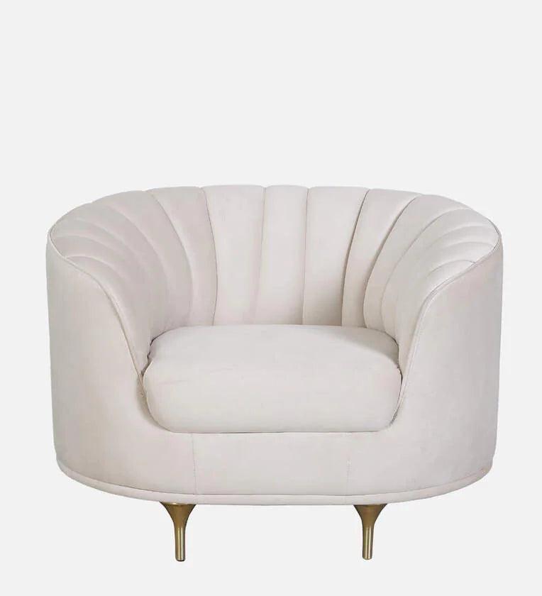 Fabric 1 Seater Sofa In Cream Colour - Ouch Cart 