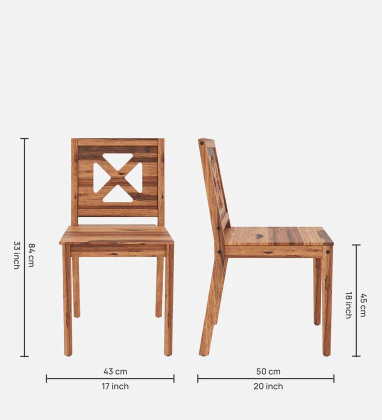 Sheesham Wood 4 Seater Dining Set In Natural Sheesham Finish - Ouch Cart 