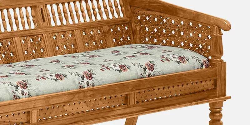 Sheesham Wood 3 Seater Sofa In Scratch Resistant Rustic Teak Finish - Ouch Cart 