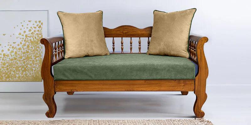 Teak Wood 2 Seater Sofa In Light Walnut - Ouch Cart 