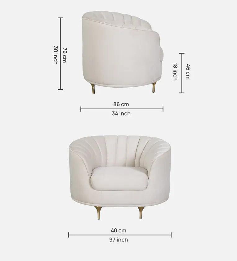 Fabric 1 Seater Sofa In Cream Colour - Ouch Cart 