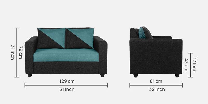 Fabric 2 Seater Sofa In Royal Black & Blue Colour - Ouch Cart 