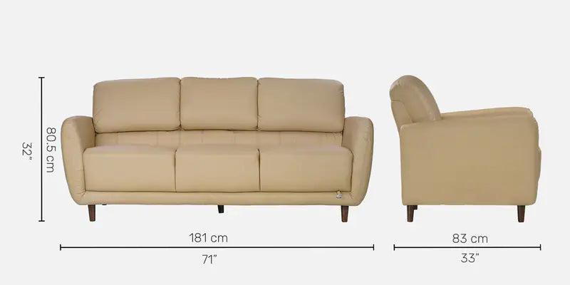 Leather 3 Seater Sofa in Milky White Colour - Ouch Cart 