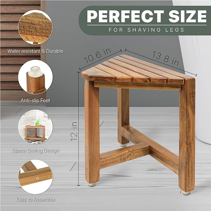 Corner Shower Stool for Shaving Legs, Small Corner Bathroom Bench Suitable for Small Shower Spaces, Bath Seat, in Shower Stool - Ouch Cart 