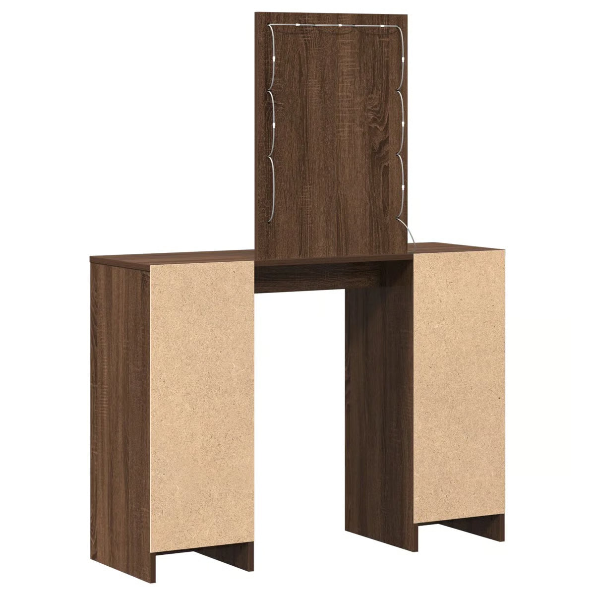 vidaXL Dressing Table with LED Lights Brown Oak 102x33x135 cm