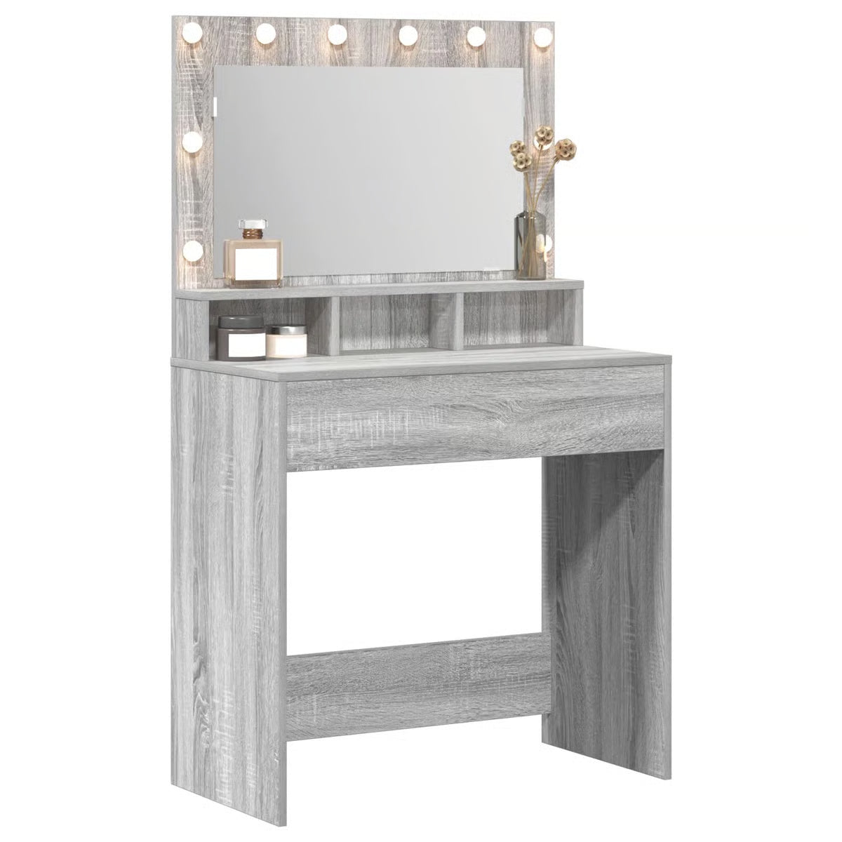 vidaXL Vanity Table Gray sonoma Engineered Wood 31.1 x 16.1 x 53.1 in