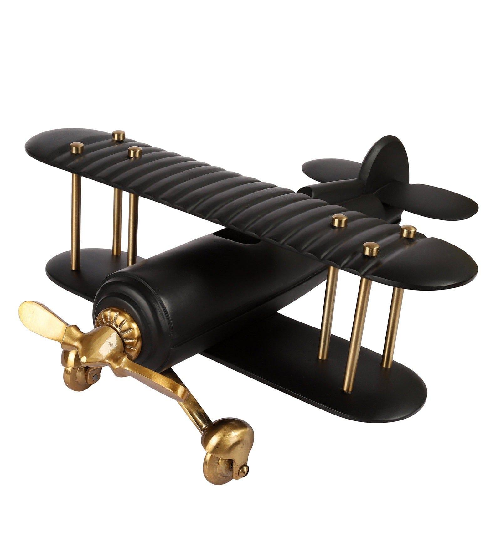 Vintage Airplacne Gold & Black Sheesham Wood Table Accent, - Ouch Cart 