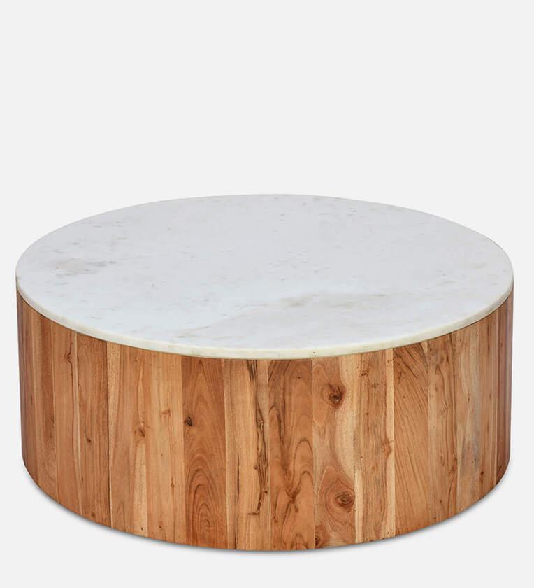 Marble Coffee Table in White Finish - Ouch Cart 