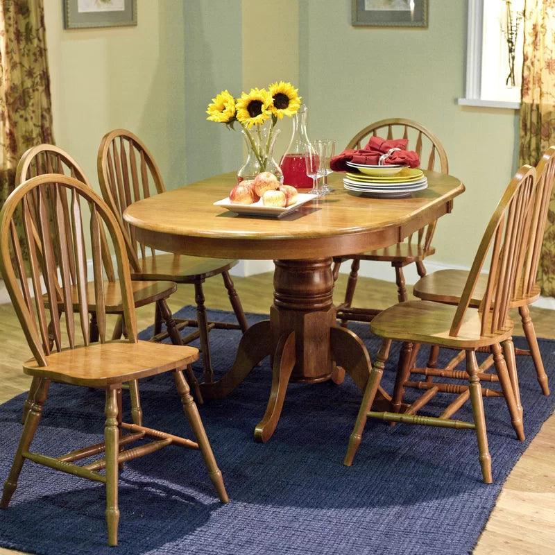 7 - Piece Extendable Pedestal Dining Set - Ouch Cart 