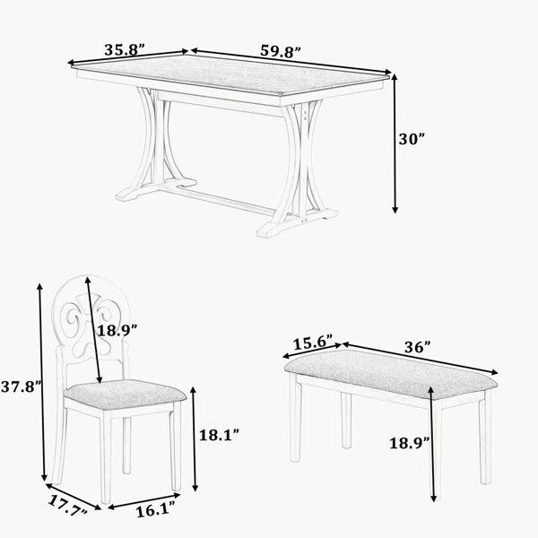 6 - Piece Trestle Dining Set - Ouch Cart 