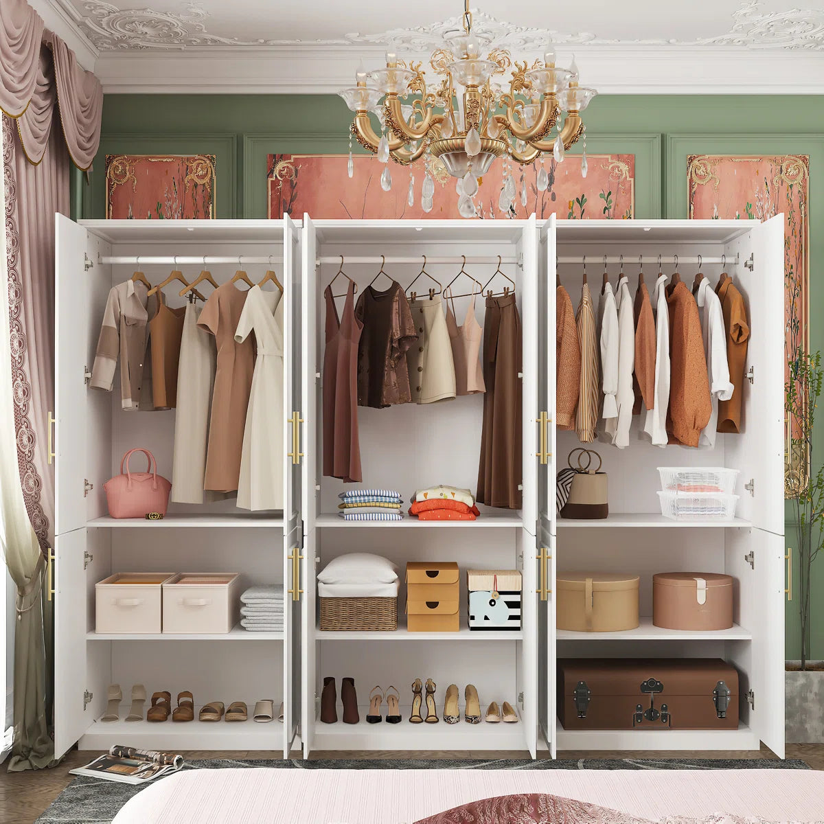 Akole 95.1” Wide Co-Room Closet Armoire