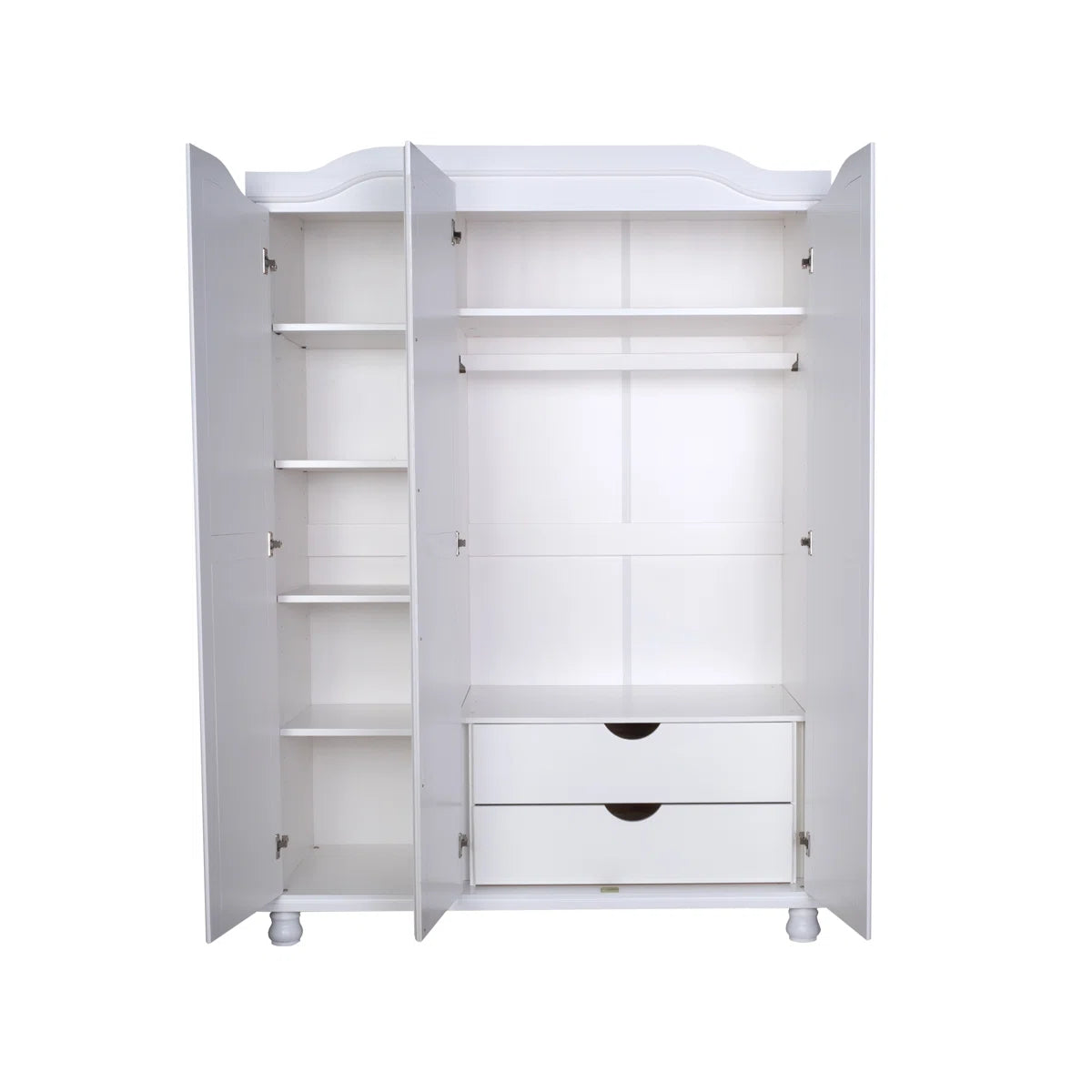Anass Kyle 100% Solid Wood 3-door Wardrobe Armoire with Mirrored Door