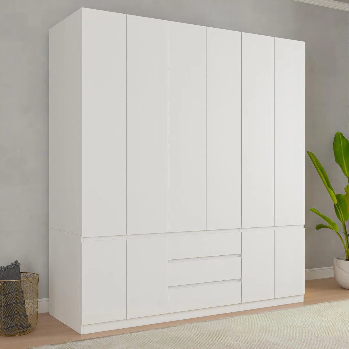 Fabin 6 Door Large Armoire Wardrobe Closet