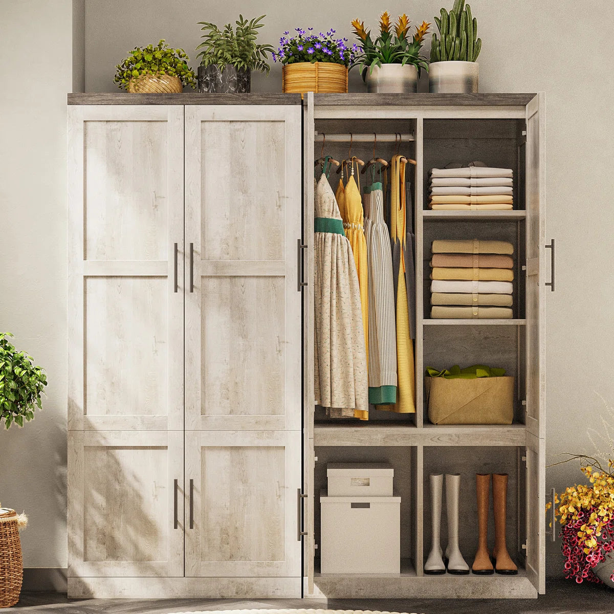 Large Wardrobe Close With Hanging Rod And 2 Doors