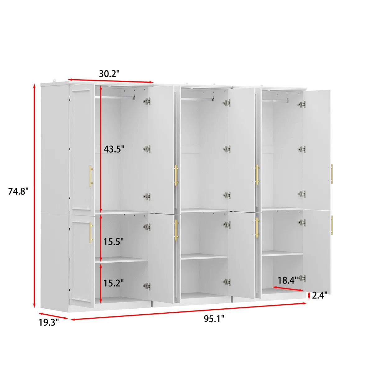 Akole 95.1” Wide Co-Room Closet Armoire