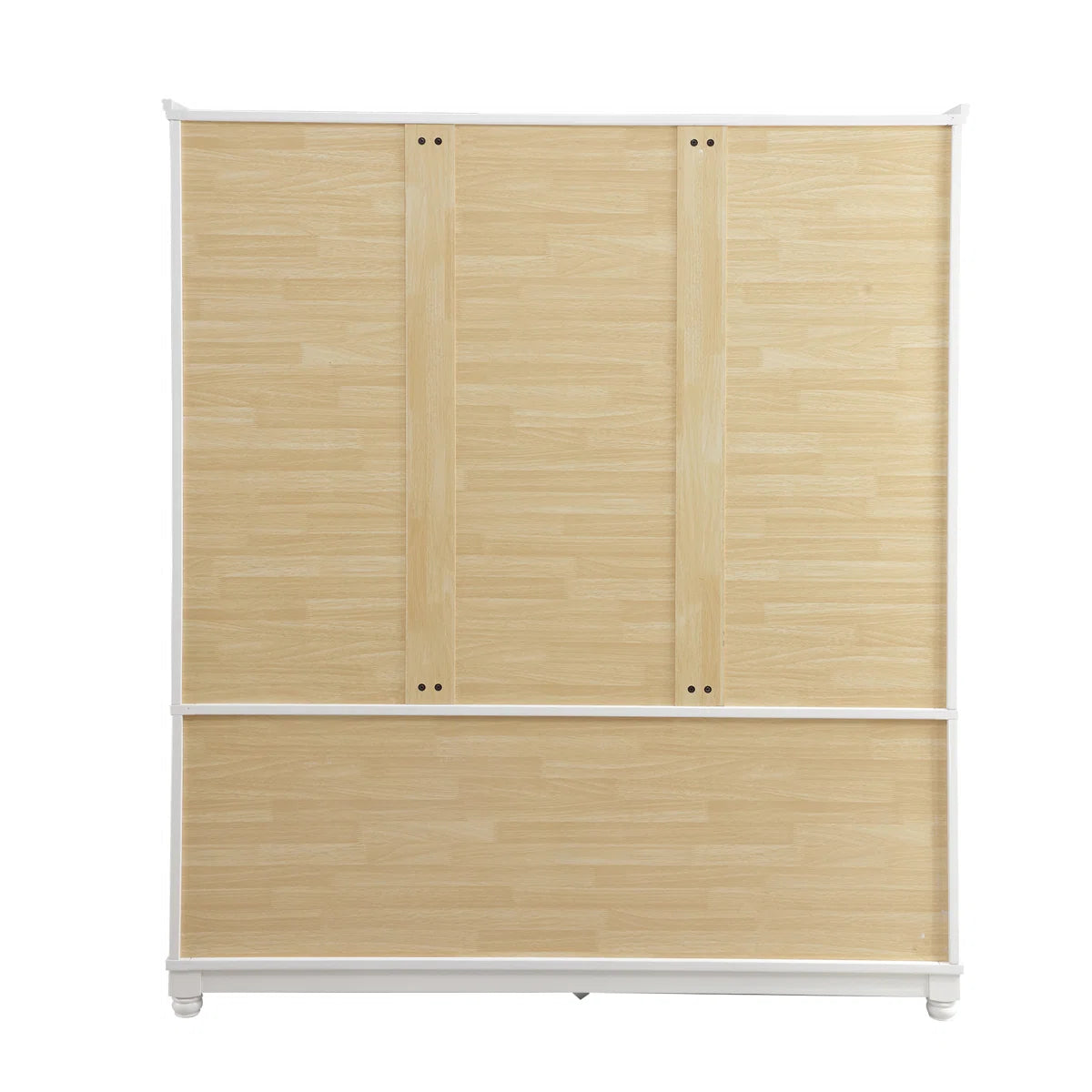 4 Doors Wardrobe Armoire 100% Soild Wood Storage Cabinet With Shelves, 70.87"H Wardrobe Closet With 2 Drawers and 2 Hanging Rods, Pearly White Finish