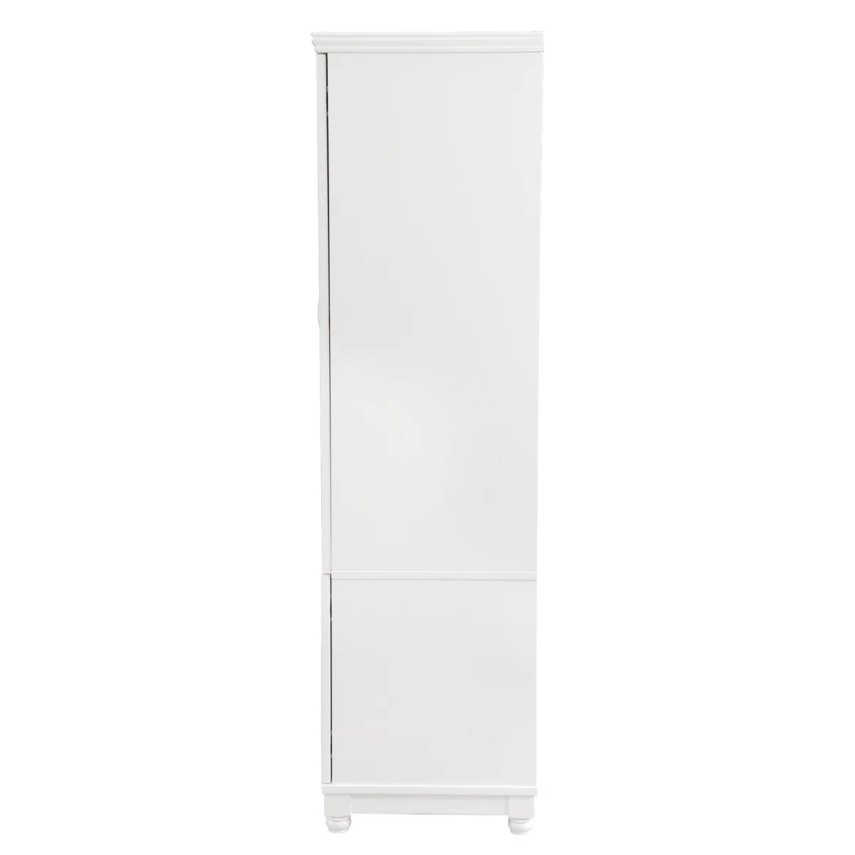 4 Doors Wardrobe Armoire 100% Soild Wood Storage Cabinet With Shelves, 70.87"H Wardrobe Closet With 2 Drawers and 2 Hanging Rods, Pearly White Finish