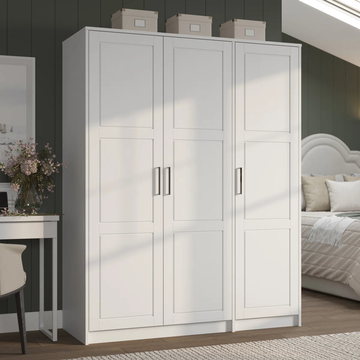 100% Solid Wood Swedesboro 3-Door Wardrobe Armoire