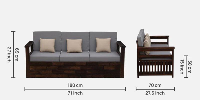 Sheesham Wood 3 Seater Sofa In Provincial Teak Finish - Ouch Cart 