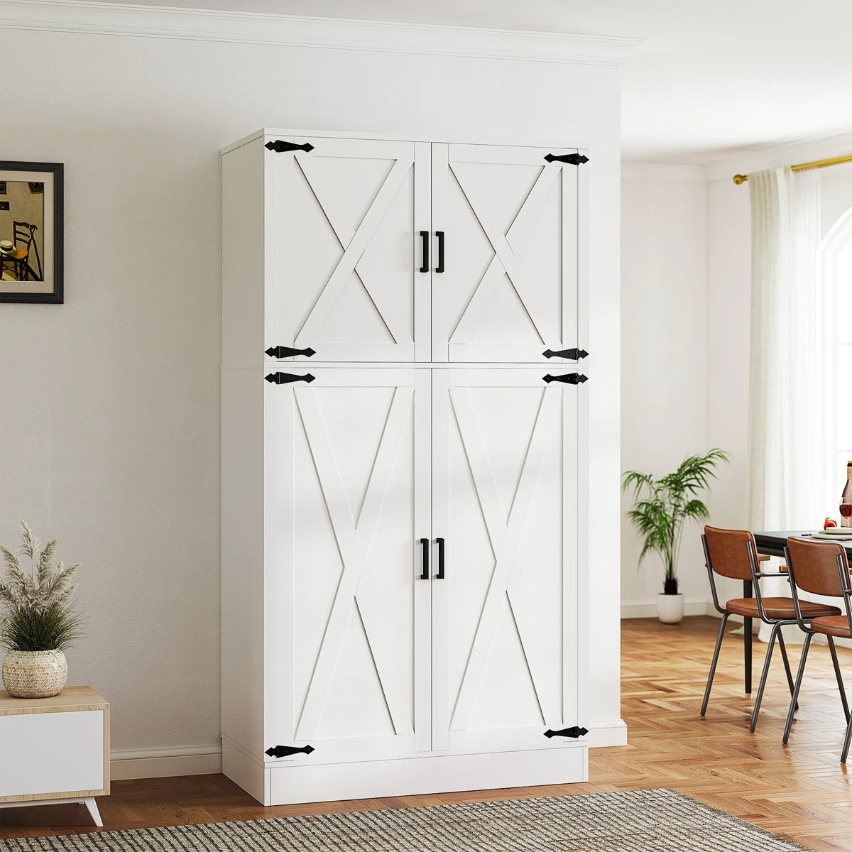71'' Farmhouse Armoire, Wardrobe Closet Storage Cabinet With Shelf & Hanging Rod
