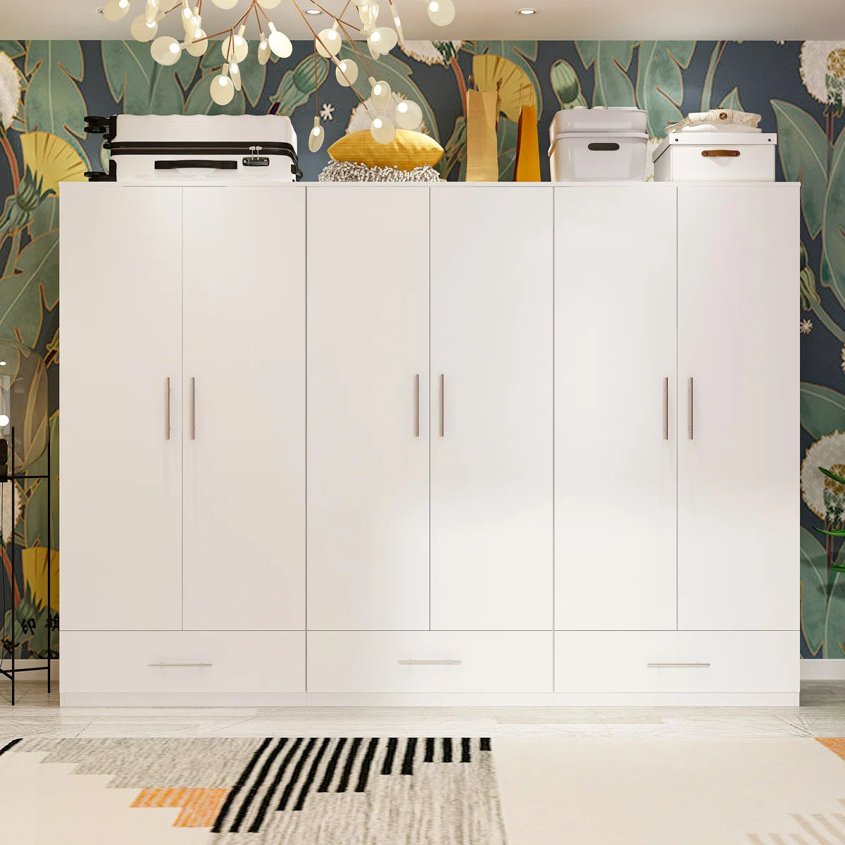 94.5'' Wide 6 Doors Wardrobe Armoire With 3 Drawers