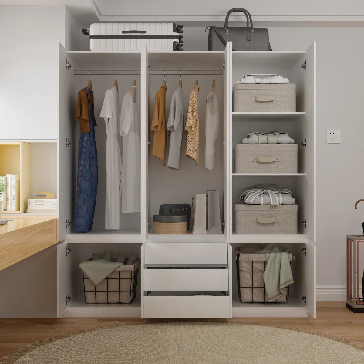 Fabin 6 Door Large Armoire Wardrobe Closet
