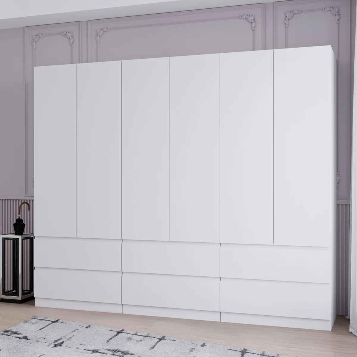 Large Combination Freestanding Armoire With 6 Drawers