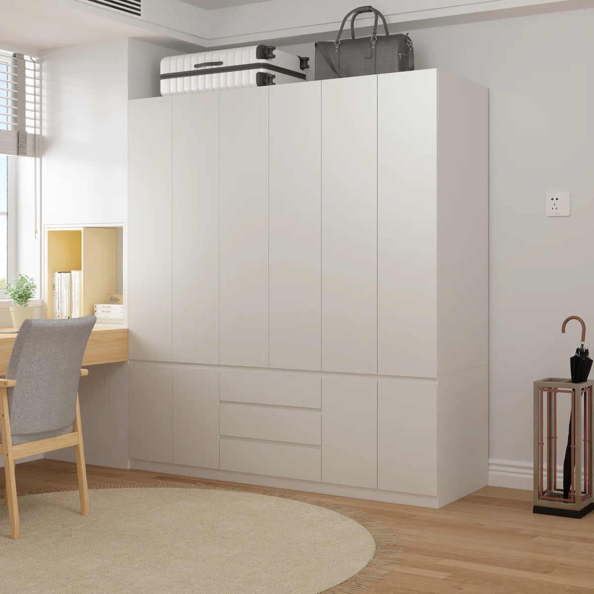 Fabin 6 Door Large Armoire Wardrobe Closet