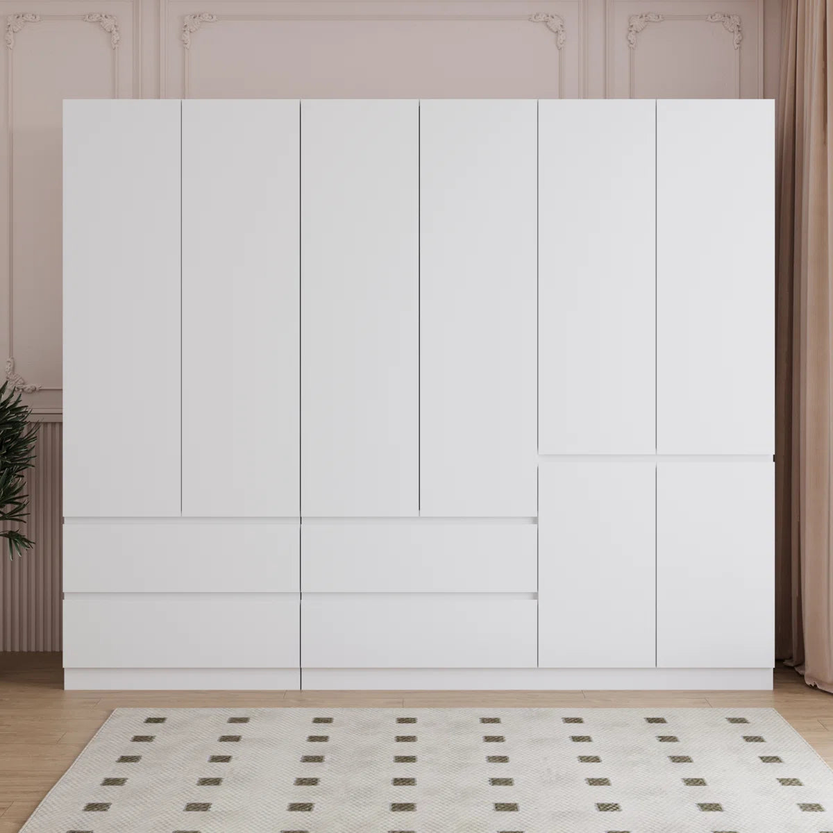 Large Combination Freestanding Armoire With 6 Doors
