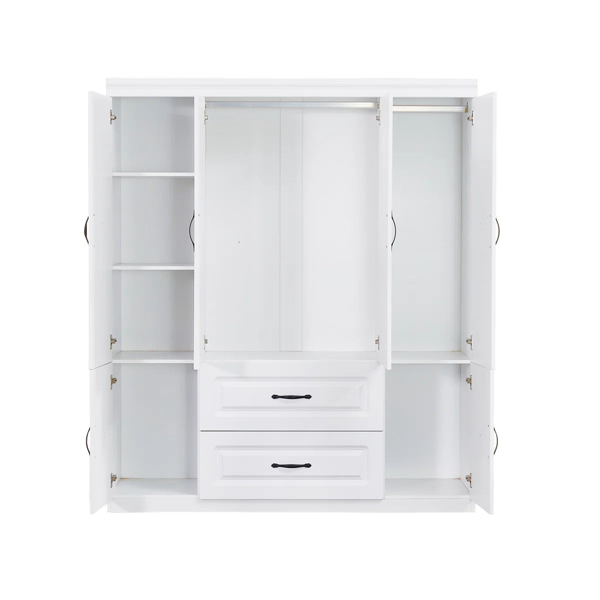 6-Door Wardrobe Armoire With Drawers, Free Standing Armoire Cabinet