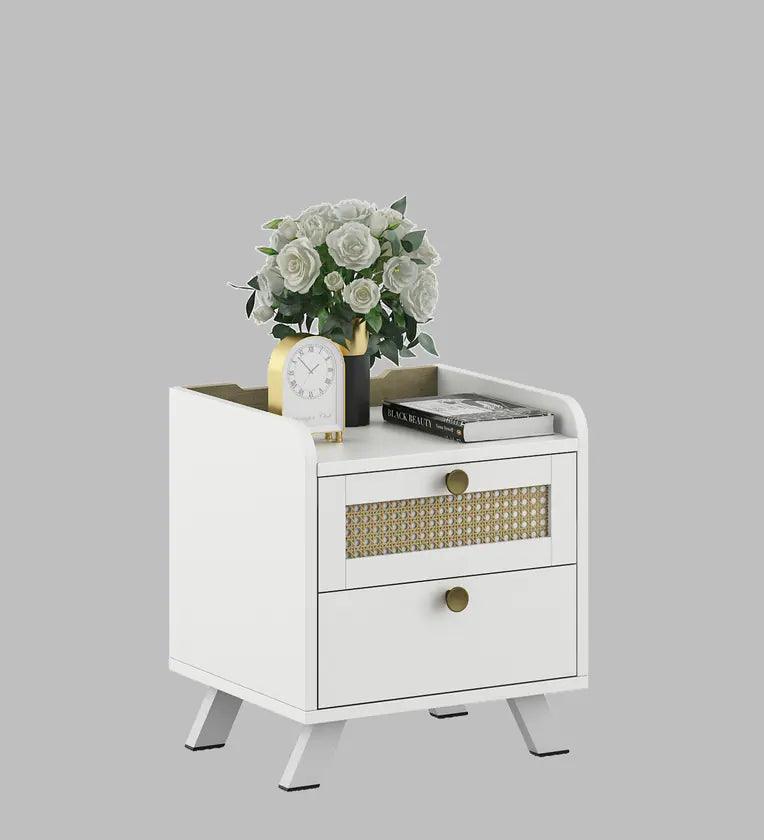 Lilly Bedside Table in Kingston White & Sebastian Oak Finish - Ouch Cart 