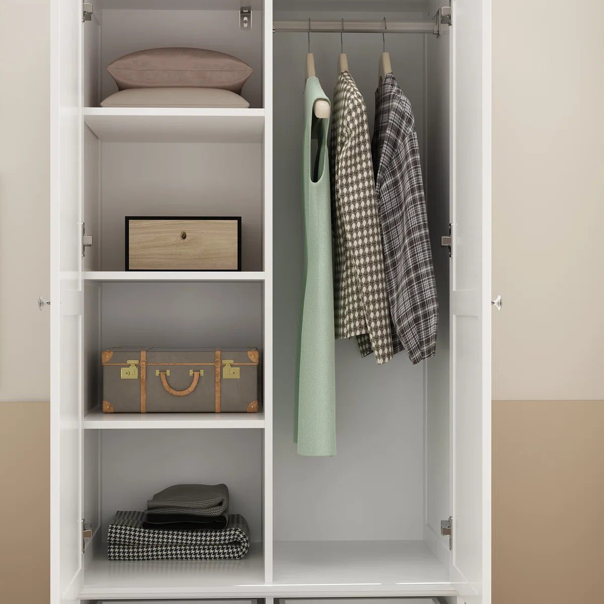 Talisha Freestanding Wooden Wardrobe Armoire with 3 Drawers