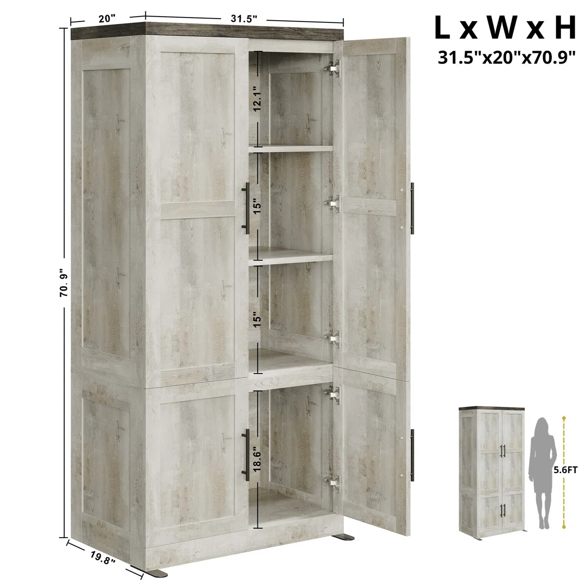 Large Wardrobe Close With Hanging Rod And 2 Doors