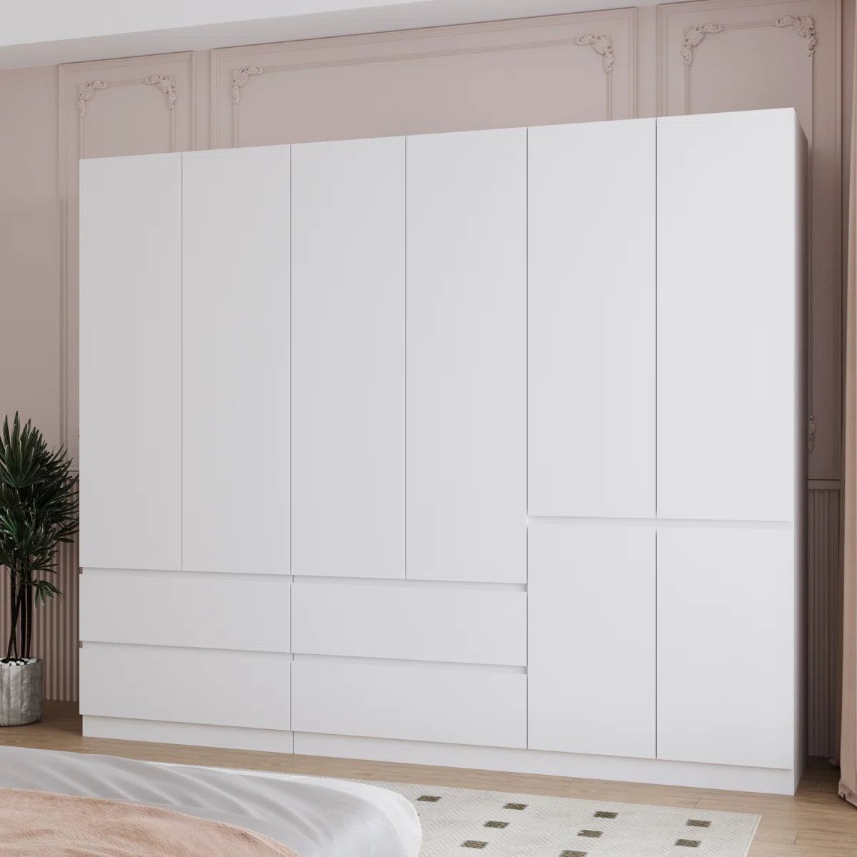 Large Combination Freestanding Armoire With 6 Doors
