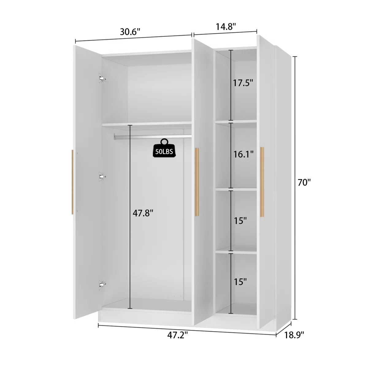 Myleisha 70" H 3 Doors Armoire