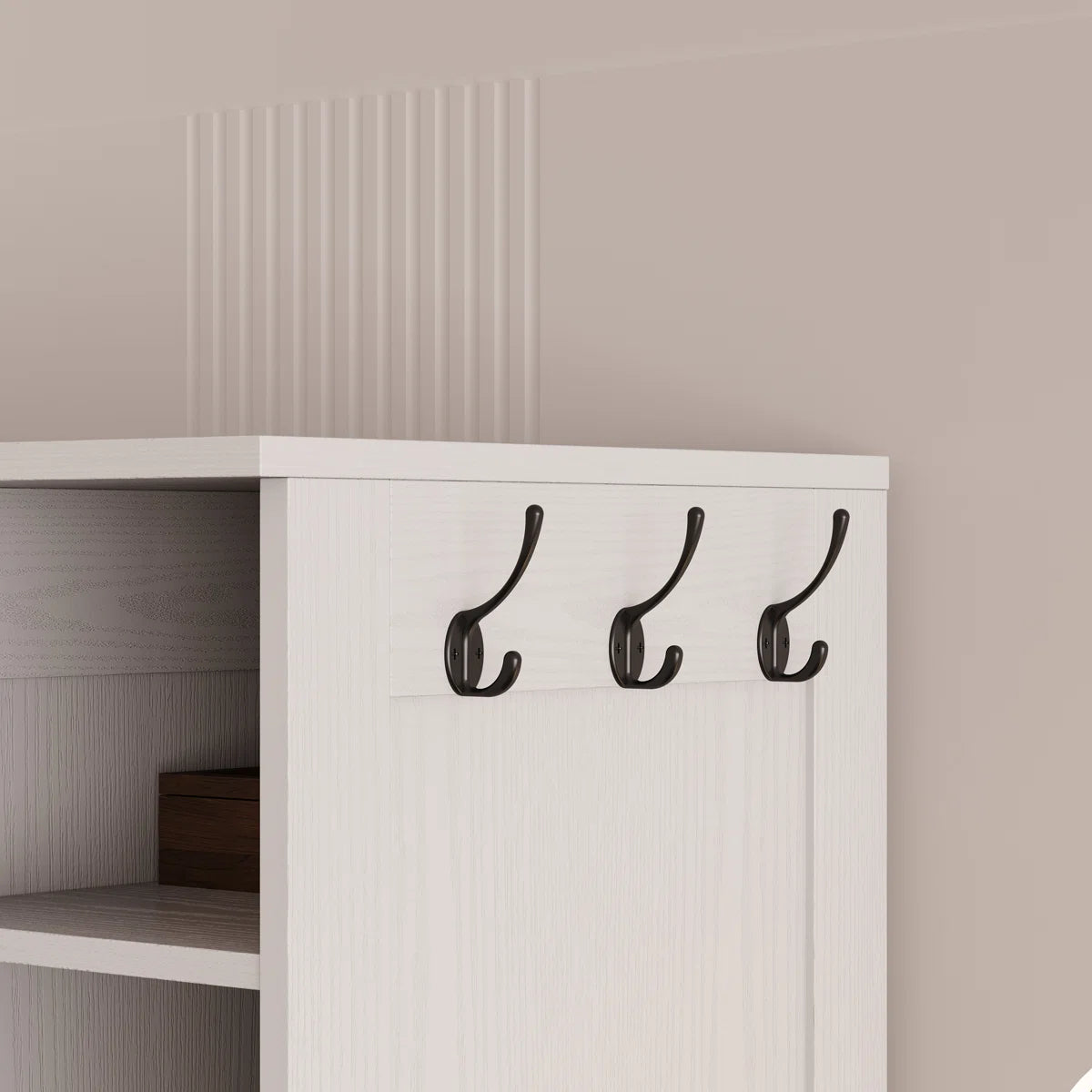 5-Door Wooden Wardrobe With Hanging Poles & 4 Open Storage Shelves, 70” Armoire For Hanging Clothes