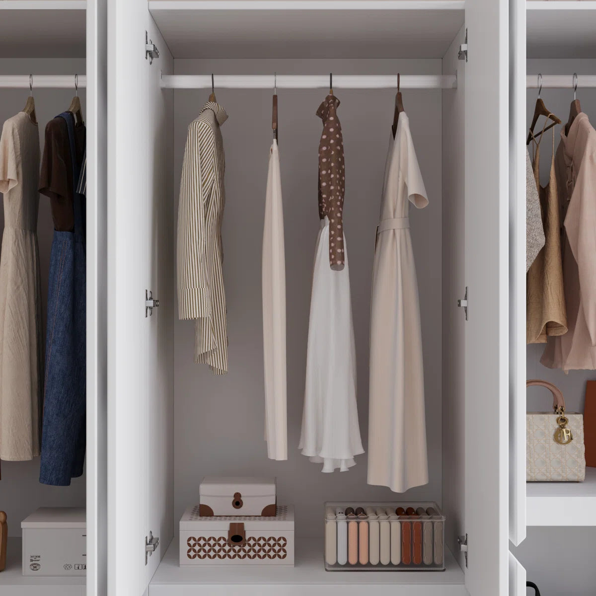 Large Combination Freestanding Armoire With 6 Doors