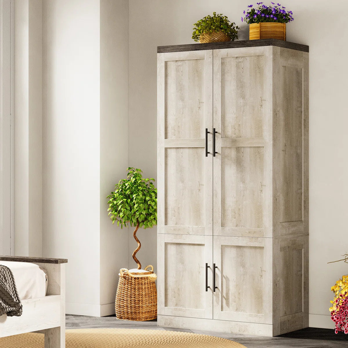 Large Wardrobe Close With Hanging Rod And 2 Doors