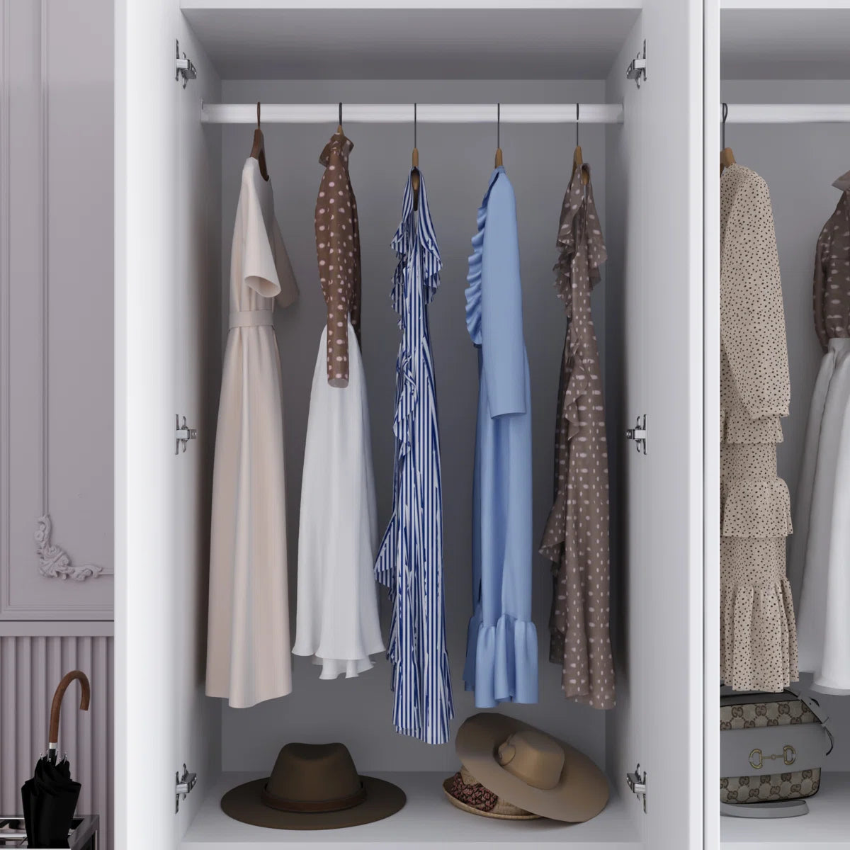Large Combination Freestanding Armoire With 6 Drawers