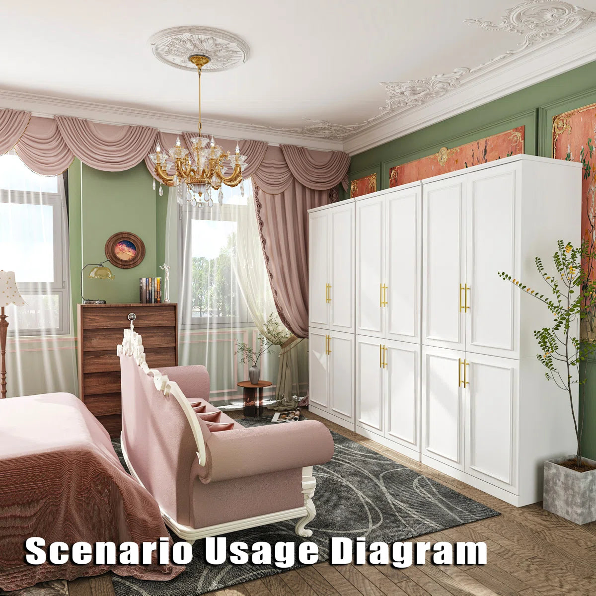 Akole 95.1” Wide Co-Room Closet Armoire