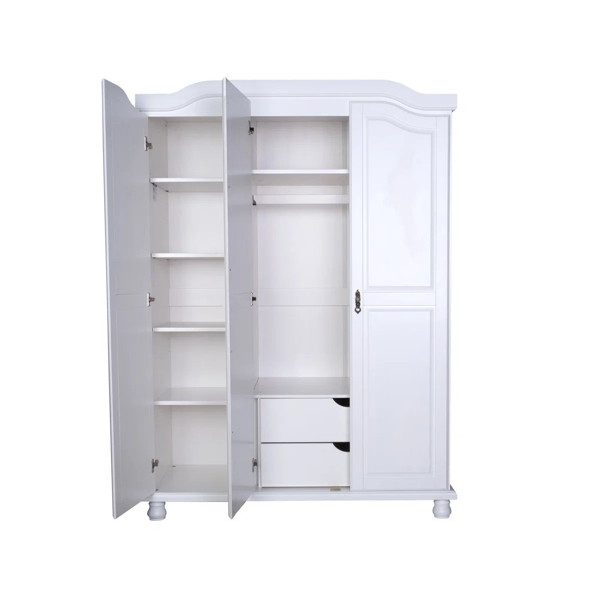 Anass Kyle 100% Solid Wood 3-door Wardrobe Armoire with Mirrored Door
