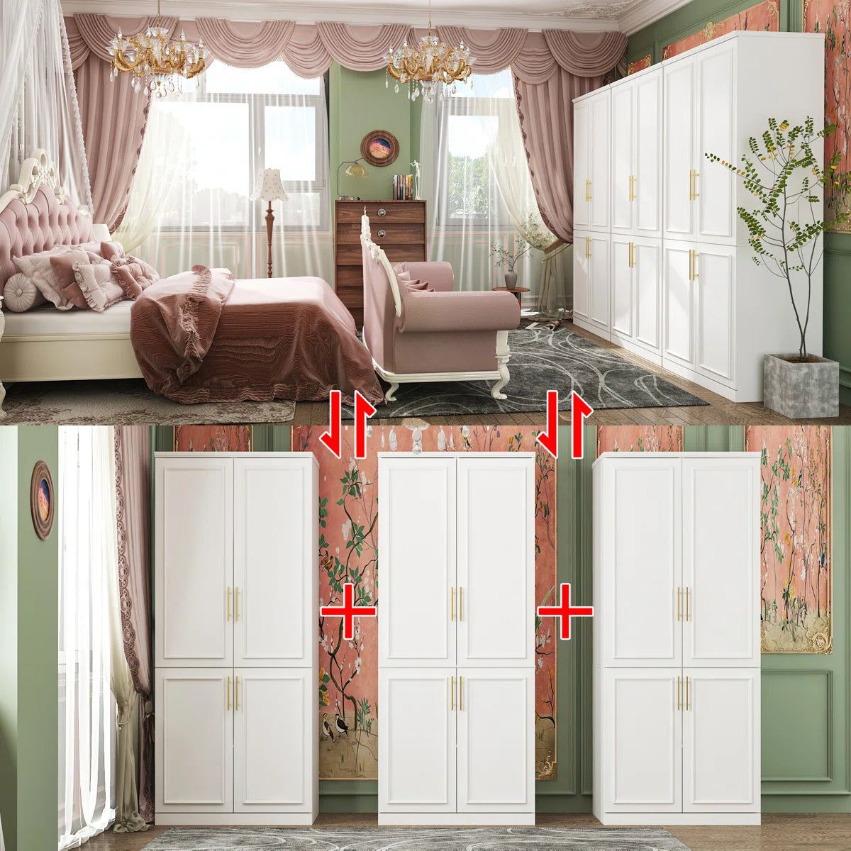 Akole 95.1” Wide Co-Room Closet Armoire