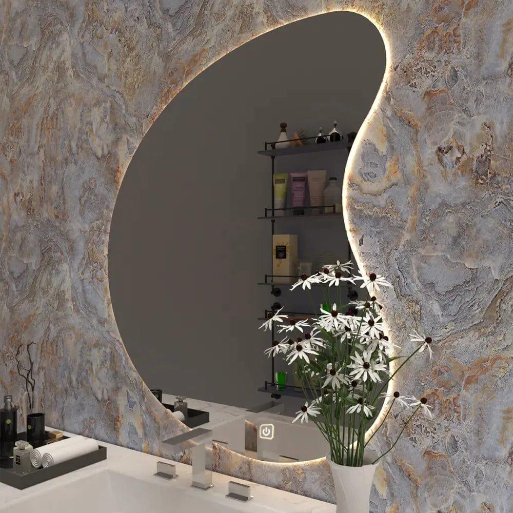 Designer Organic Shaped LED Bathroom Mirror - Ouch Cart 